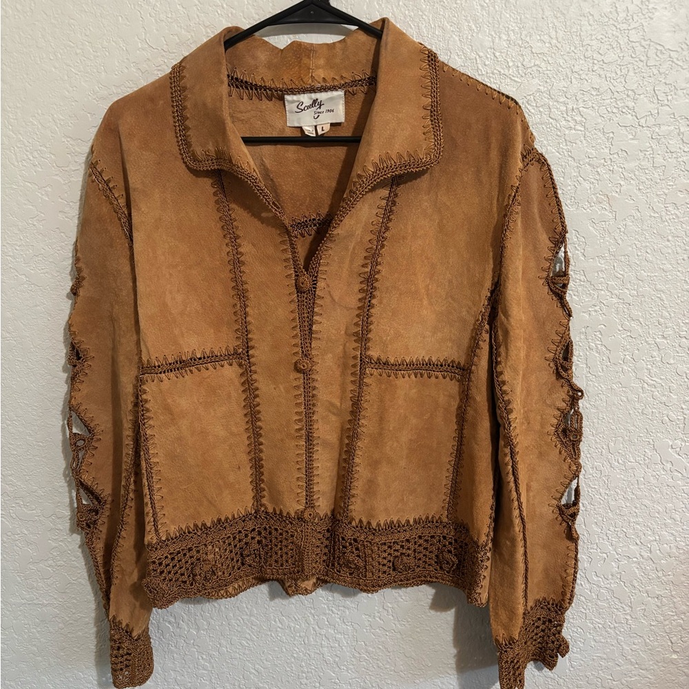 Vintage Scully Leather Suede Crotchet Patchwork Jacket SZ LG